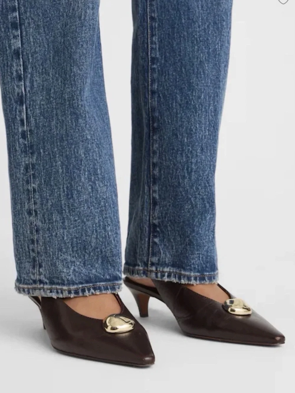 Madewell The Emilie Slingback Pump in Coffee Bean Brown Leather Size 10